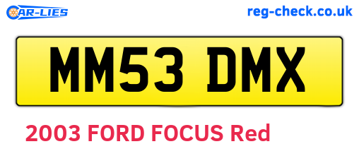 MM53DMX are the vehicle registration plates.