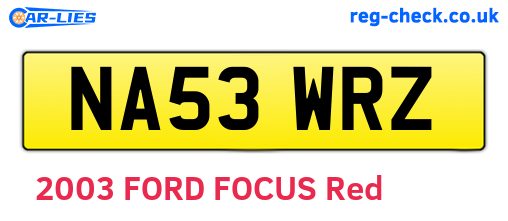 NA53WRZ are the vehicle registration plates.