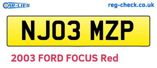 NJ03MZP are the vehicle registration plates.