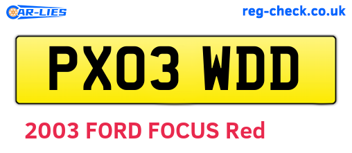 PX03WDD are the vehicle registration plates.