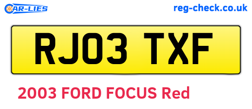RJ03TXF are the vehicle registration plates.