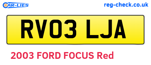 RV03LJA are the vehicle registration plates.