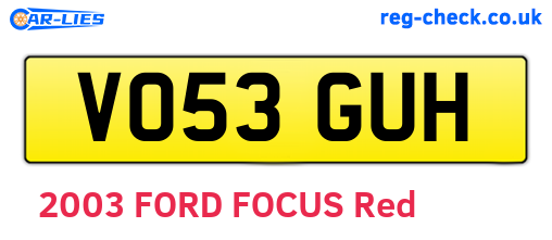 VO53GUH are the vehicle registration plates.