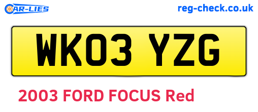 WK03YZG are the vehicle registration plates.
