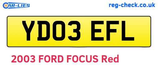 YD03EFL are the vehicle registration plates.