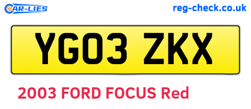 YG03ZKX are the vehicle registration plates.