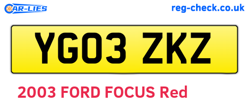 YG03ZKZ are the vehicle registration plates.