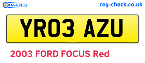 YR03AZU are the vehicle registration plates.