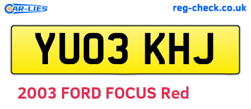 YU03KHJ are the vehicle registration plates.