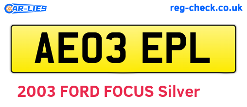 AE03EPL are the vehicle registration plates.