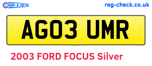 AG03UMR are the vehicle registration plates.