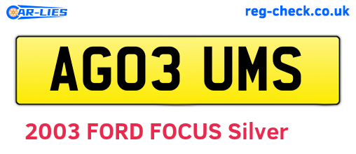 AG03UMS are the vehicle registration plates.