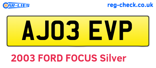 AJ03EVP are the vehicle registration plates.