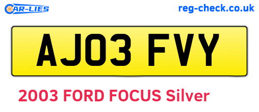AJ03FVY are the vehicle registration plates.