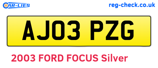 AJ03PZG are the vehicle registration plates.