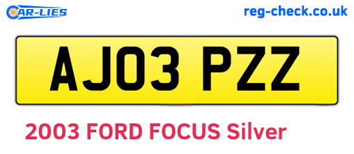 AJ03PZZ are the vehicle registration plates.