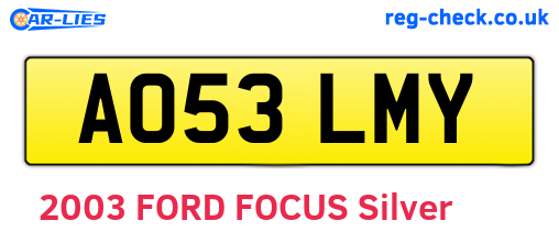 AO53LMY are the vehicle registration plates.