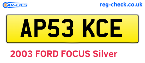 AP53KCE are the vehicle registration plates.