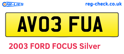 AV03FUA are the vehicle registration plates.