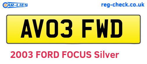 AV03FWD are the vehicle registration plates.