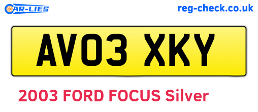 AV03XKY are the vehicle registration plates.