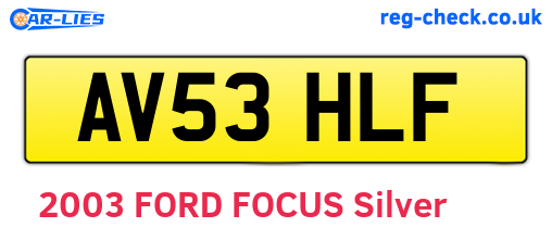 AV53HLF are the vehicle registration plates.