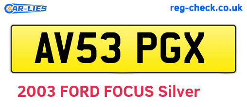 AV53PGX are the vehicle registration plates.