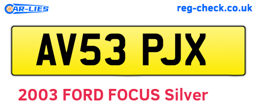 AV53PJX are the vehicle registration plates.