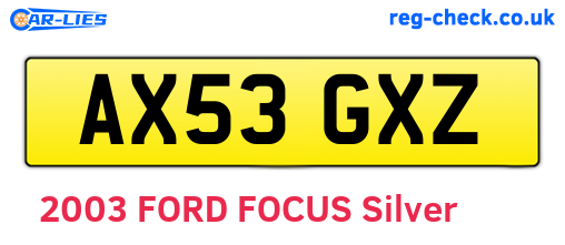 AX53GXZ are the vehicle registration plates.
