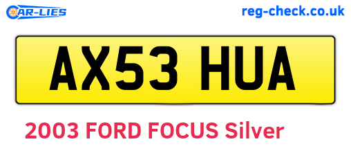 AX53HUA are the vehicle registration plates.