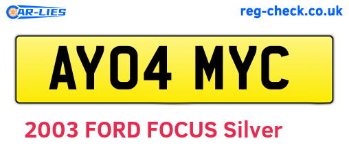 AY04MYC are the vehicle registration plates.