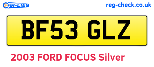 BF53GLZ are the vehicle registration plates.