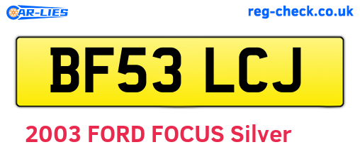 BF53LCJ are the vehicle registration plates.