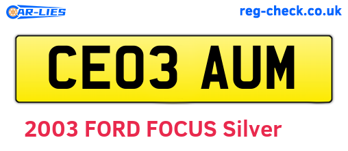 CE03AUM are the vehicle registration plates.
