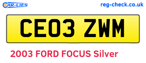 CE03ZWM are the vehicle registration plates.