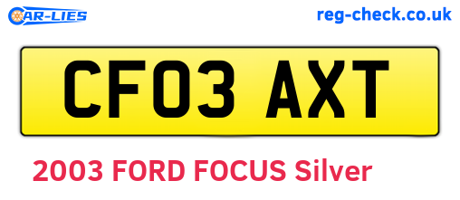 CF03AXT are the vehicle registration plates.
