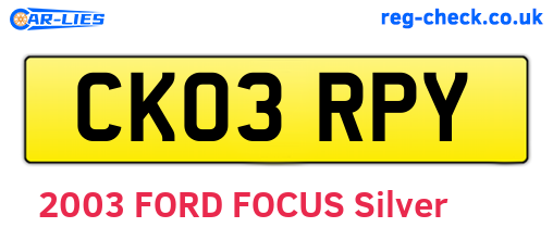 CK03RPY are the vehicle registration plates.