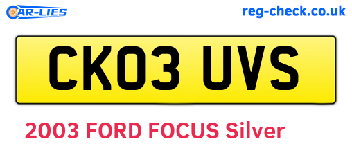 CK03UVS are the vehicle registration plates.