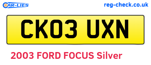 CK03UXN are the vehicle registration plates.