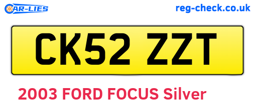 CK52ZZT are the vehicle registration plates.
