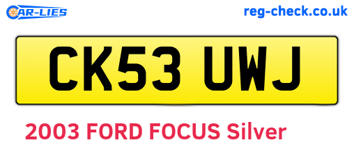CK53UWJ are the vehicle registration plates.
