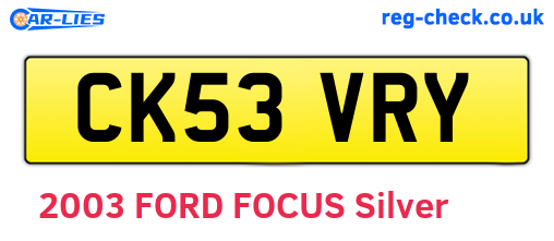 CK53VRY are the vehicle registration plates.