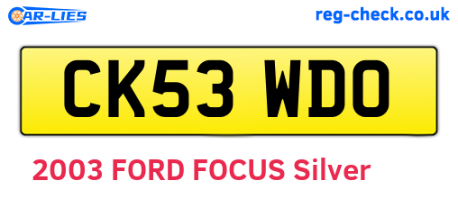 CK53WDO are the vehicle registration plates.