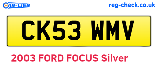 CK53WMV are the vehicle registration plates.