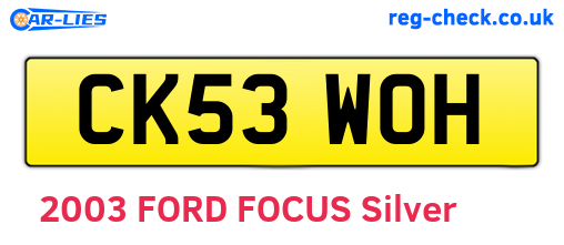 CK53WOH are the vehicle registration plates.