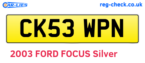 CK53WPN are the vehicle registration plates.