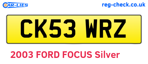 CK53WRZ are the vehicle registration plates.