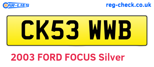 CK53WWB are the vehicle registration plates.