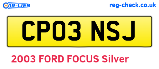 CP03NSJ are the vehicle registration plates.