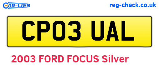 CP03UAL are the vehicle registration plates.